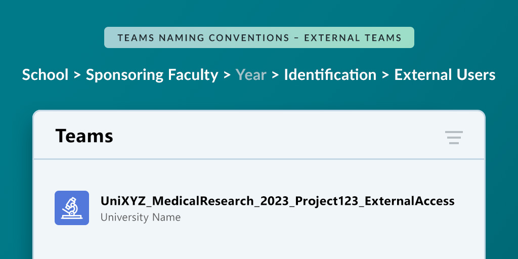 Microsoft Teams Naming Convention for Universities
